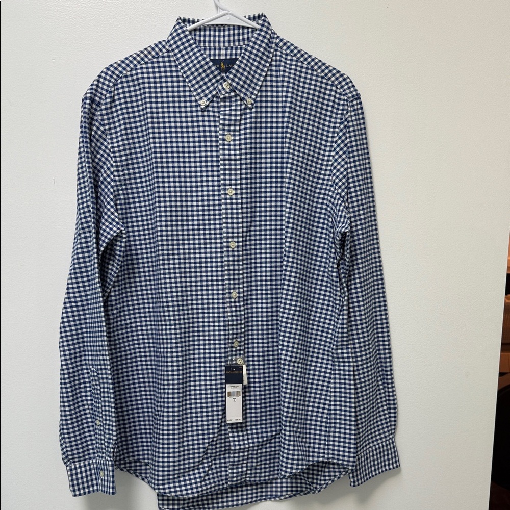 NWT Ralph Lauren Royal blue and White Checkered Shirt